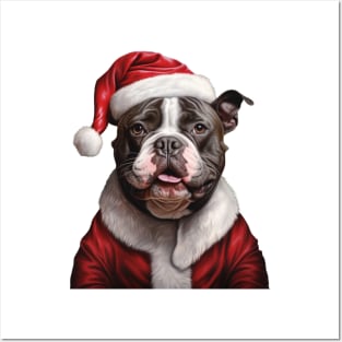 Merry Chirstmas with American Bully Dog Posters and Art